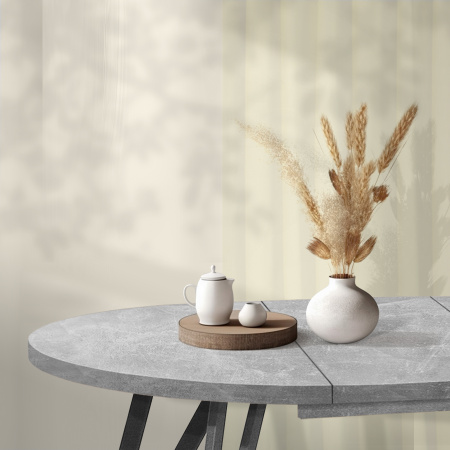 Стол раздвижной Женева 3 (D1100/1500х1100), ЛДСП Бетон / Металлокаркас Графит Стол раздвижной Женева 3 (D1100/1500х1100), ЛДСП Бетон / Металлокаркас Графит