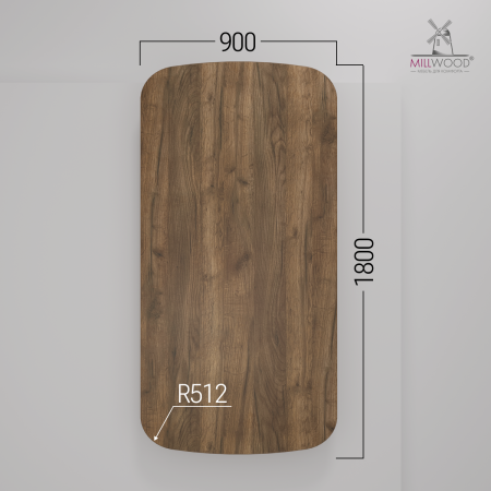 Столешница закругленная 1800х900х36, ЛДСП Дуб табачный крафт