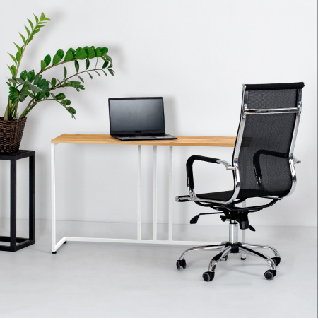 Стол-консоль Лиссабон 1, ЛДСП Дуб золотой крафт / Металлокаркас Белый