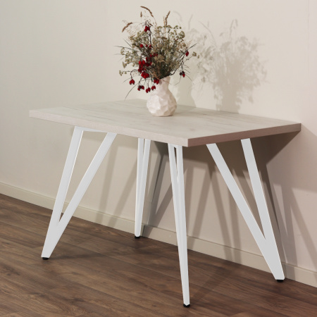 Стол Женева 2 (1300х800), ЛДСП Дуб белый крафт / Металлокаркас Белый