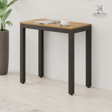 Стол Сиена раздвижной (412/2432х800), ЛДСП Дуб золотой крафт \ Металлокаркас Черный