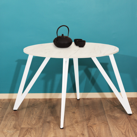 Стол Женева 2 (D1000) 18мм, ЛДСП Дуб белый крафт / Металлокаркас Белый