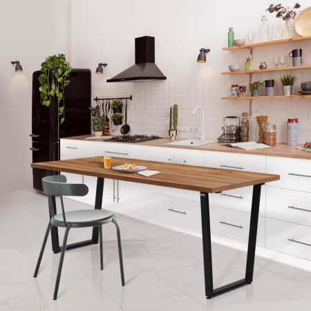 Стол Уэльс (1600х800), ЛДСП Дуб табачный крафт / Металлокаркас Черный