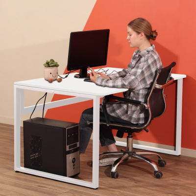 Стол Каир 1 с вырезом (1300х850), ЛДСП Белый / Металлокаркас Белый