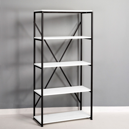 Стеллаж Лофт CH-1, ЛДСП Белый / Металлокаркас Черный