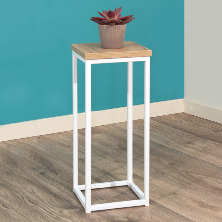 Подставка декоративная 210x210x500, ЛДСП Дуб золотой крафт / Металлокаркас Белый