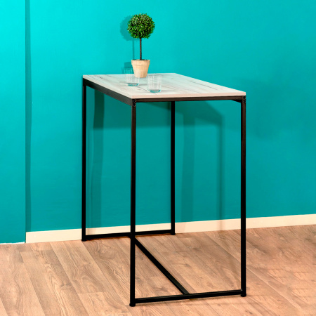 Стол барный Сидней (1200x600), ЛДСП Дуб белый крафт / Металлокаркас Черный