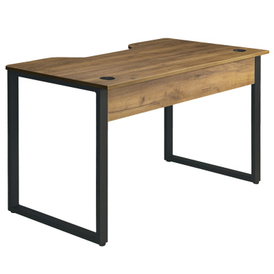 Стол Гонконг с вырезом (1200х700) 18 мм, ЛДСП Дуб табачный крафт / Металлокаркас Черный