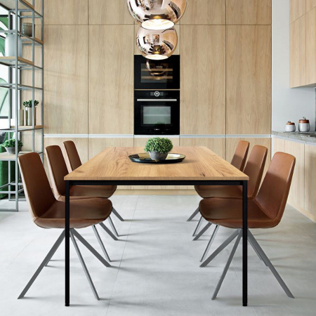 Стол Сеул (2000х800), ЛДСП Дуб золотой крафт / Металлокаркас Черный