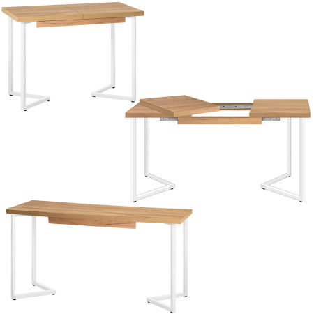 Стол раздвижной Лондон (1100/1500х700), ЛДСП Дуб золотой крафт / Металлокаркас Белый