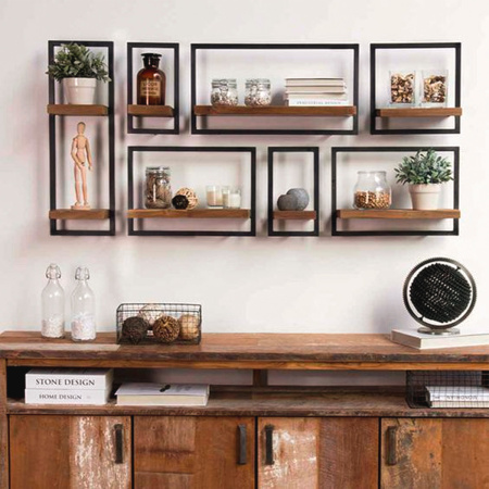 Полка навесная каркасная 300x150x300, ЛДСП Дуб табачный крафт / Металлокаркас Графит