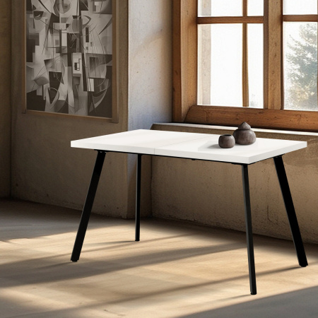 Стол Ванкувер раздвижной (1200/1520х700), ЛДСП Белый / Металлокаркас Черный