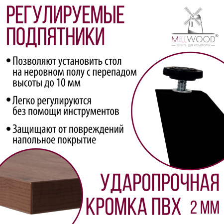 Стол Женева (1600х800), ЛДСП Дуб табачный крафт / Металлокаркас Графит