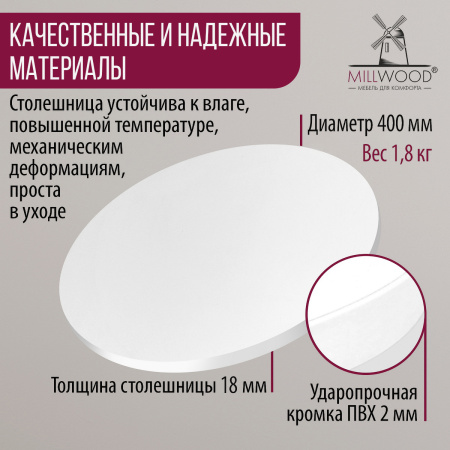 Столешница D400х18, ЛДСП Белый