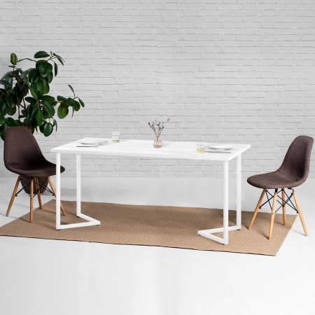 Стол Лондон (1600х800), ЛДСП Дуб белый крафт / Металлокаркас Белый