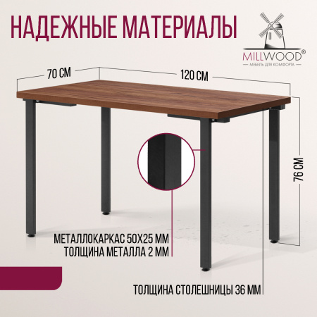 Стол Прага (1200х700), ЛДСП Дуб табачный крафт / Металлокаркас Графит Стол Прага (1200х700), ЛДСП Дуб табачный крафт / Металлокаркас Графит