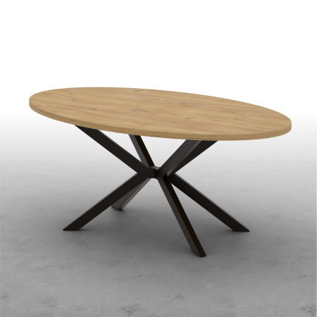 Стол Верона овальный (1600х1000), ЛДСП Дуб золотой крафт \ Металлокаркас Черный