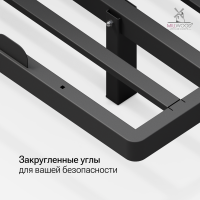 Кровать двуспальная Афина с RGB-подсветкой (2000х1600), Металлокаркас Черный 