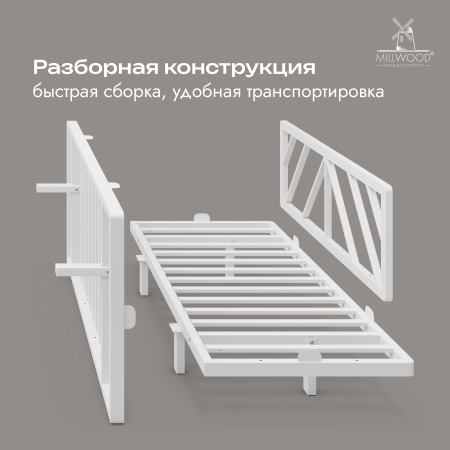Кровать двуспальная Афина с RGB-подсветкой C изголовьем (2000х1800), Металлокаркас Белый