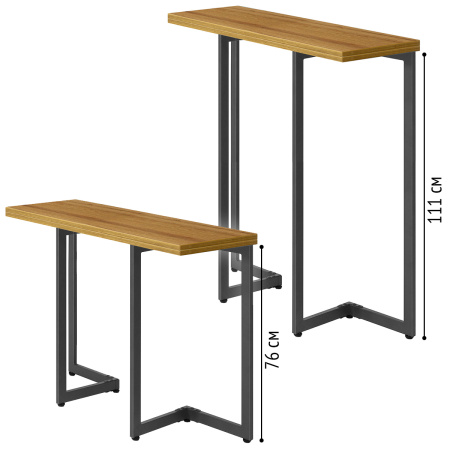 Стол-консоль Арлен 1, ЛДСП Дуб золотой крафт / Металлокаркас Графит