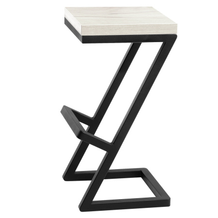 Стул полубарный Бран 1, ЛДСП Дуб белый крафт / Металлокаркас Черный