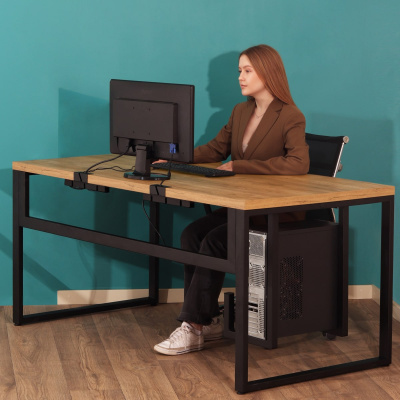 Столешница с вырезом 1300х800х36, ЛДСП Дуб золотой крафт / Металлокаркас Черный