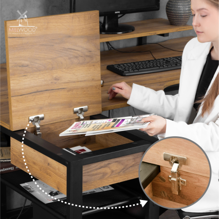 Стол Каир Угловой (1600х1200), ЛДСП Дуб золотой крафт / Металлокаркас Черный