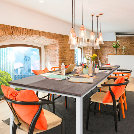 Стол Сеул (1600х800), ЛДСП Бетон / Металлокаркас Белый