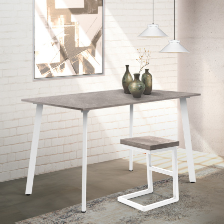 Стол Шанхай (1200х700) 18мм, ЛДСП Бетон / Металлокаркас Белый