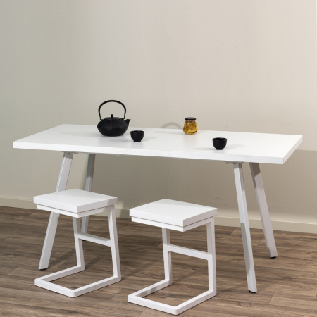 Стол Ванкувер раздвижной (1200/1520х700), ЛДСП Белый / Металлокаркас Белый