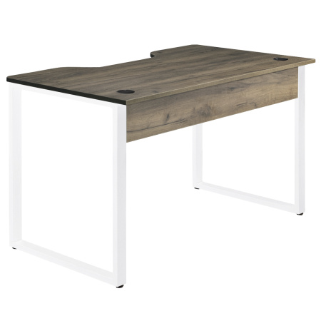 Стол Гонконг с вырезом (1300х700) 18 мм, ЛДСП Сосна пасадена / Металлокаркас Белый