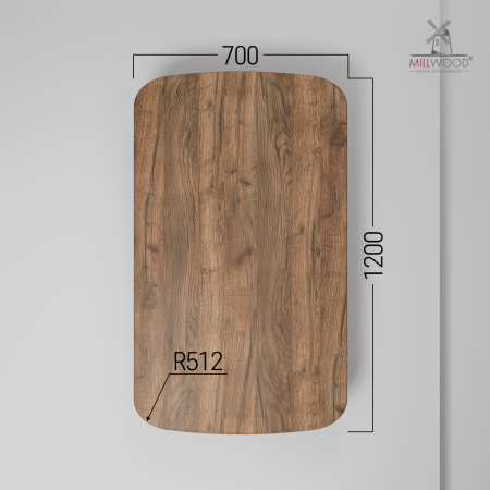 Столешница закругленная 1200х700х36, ЛДСП Дуб табачный крафт