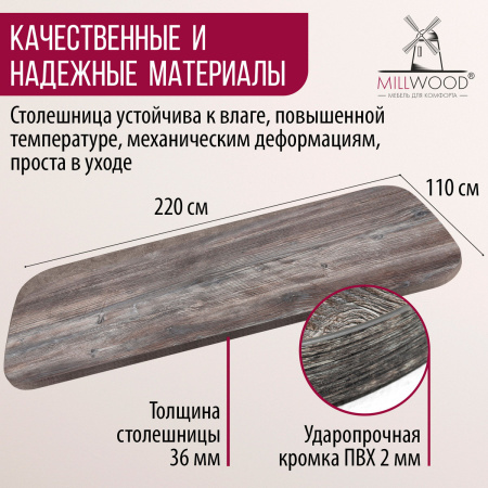 Столешница закругленная 2200х1100х36, ЛДСП Сосна пасадена