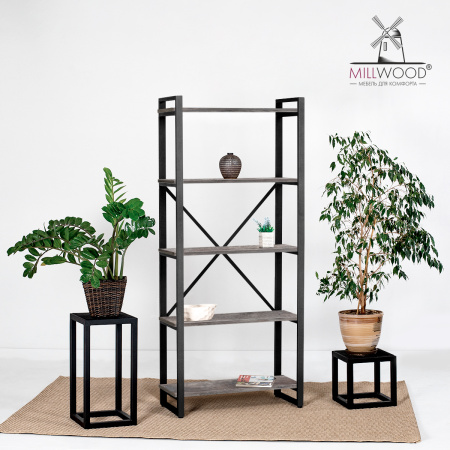 Стеллаж Лофт СН-3, ЛДСП Сосна пасадена / Металлокаркас Черный