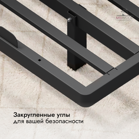 Кровать двуспальная Афина с RGB-подсветкой С изголовьем (2000х1600), Металлокаркас Черный 