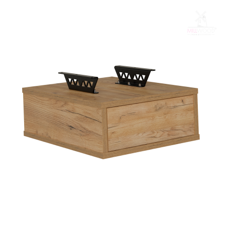 Ящики подвесные для стола 2 шт, ЛДСП Дуб золотой крафт \ Металлокаркас Черный