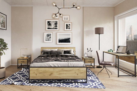 Стол письменный Бейрут (1200х800) 18 мм, ЛДСП Дуб золотой крафт / Металлокаркас Черный