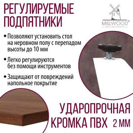 Стол Женева (1300х800) 18мм, ЛДСП Дуб табачный крафт / Металлокаркас Белый