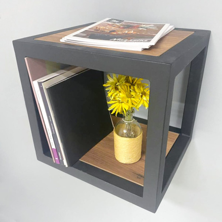 Полка Лофт 6 Венеция, ЛДСП Дуб табачный крафт / Металлокаркас Графит