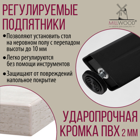 Стол Ванкувер раздвижной (1200/1520х700), ЛДСП Дуб белый крафт / Металлокаркас Черный