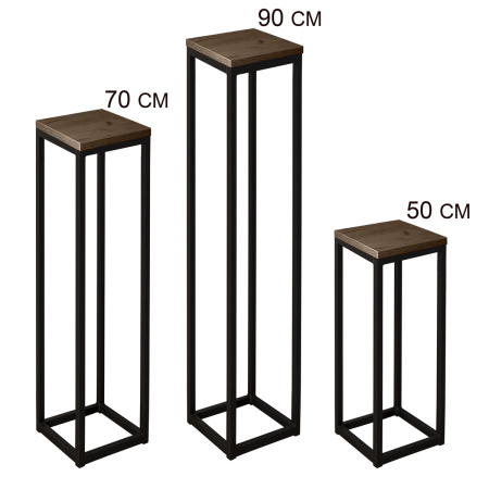 Подставка декоративная 210x210x700, ЛДСП Дуб табачный крафт / Металлокаркас Черный