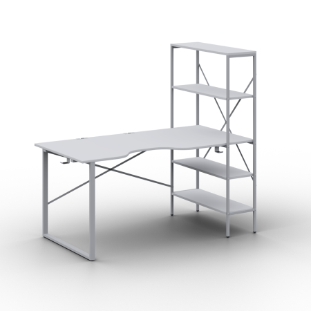 Стол компьютерный Бостон (1600х800), ЛДСП Белый \ Металлокаркас Белый