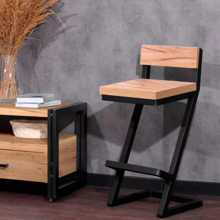 Стул полубарный Оберг 1, ЛДСП Дуб золотой крафт / Металлокаркас Графит Стул полубарный Оберг 1, ЛДСП Дуб золотой крафт / Металлокаркас Графит