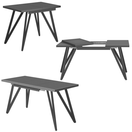 Стол раздвижной Женева 3 (1000/1400х600), ЛДСП Сосна пасадена / Металлокаркас Графит