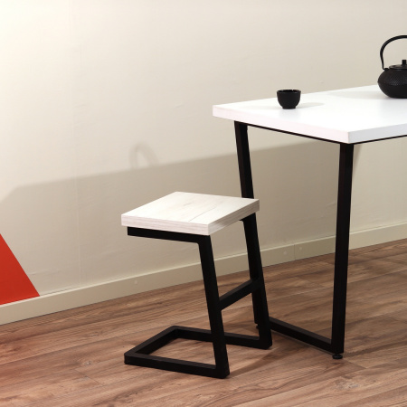 Табурет Арне 2, ЛДСП Дуб белый крафт / Металлокаркас Черный