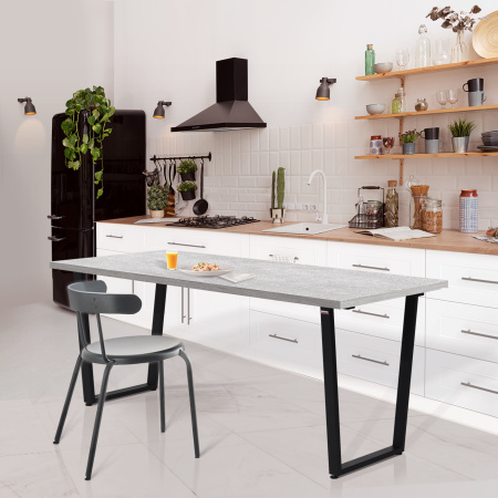 Стол Уэльс (1600х800), ЛДСП Бетон / Металлокаркас Черный