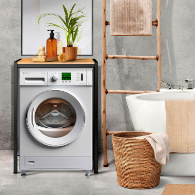 Стойка для стиральной машины Венеция 3, ЛДСП Дуб золотой крафт / Металлокаркас Черный