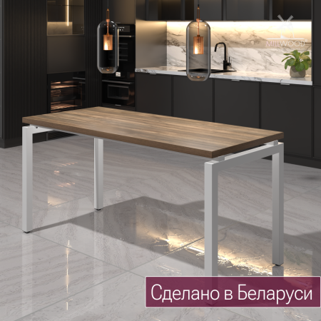 Стол обеденный ЛЕОН 1600х700, ЛДСП Дуб табачный крафт \ Металлокаркас Белый