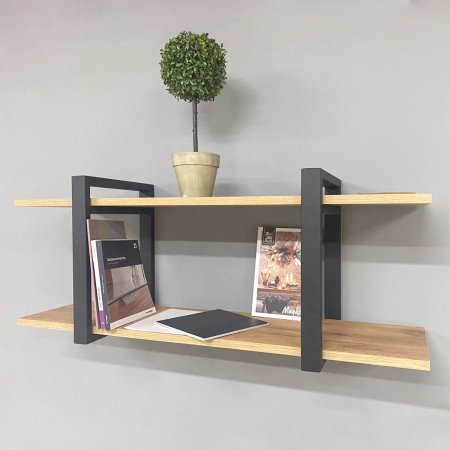 Полка настенная 1000х300х400, ЛДСП Дуб золотой крафт / Металлокаркас Графит