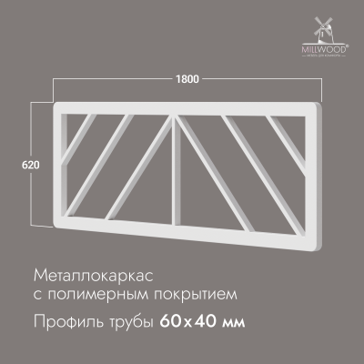 Изголовье для кровати Афина 1800 (180х62 см), Металлокаркас Белый